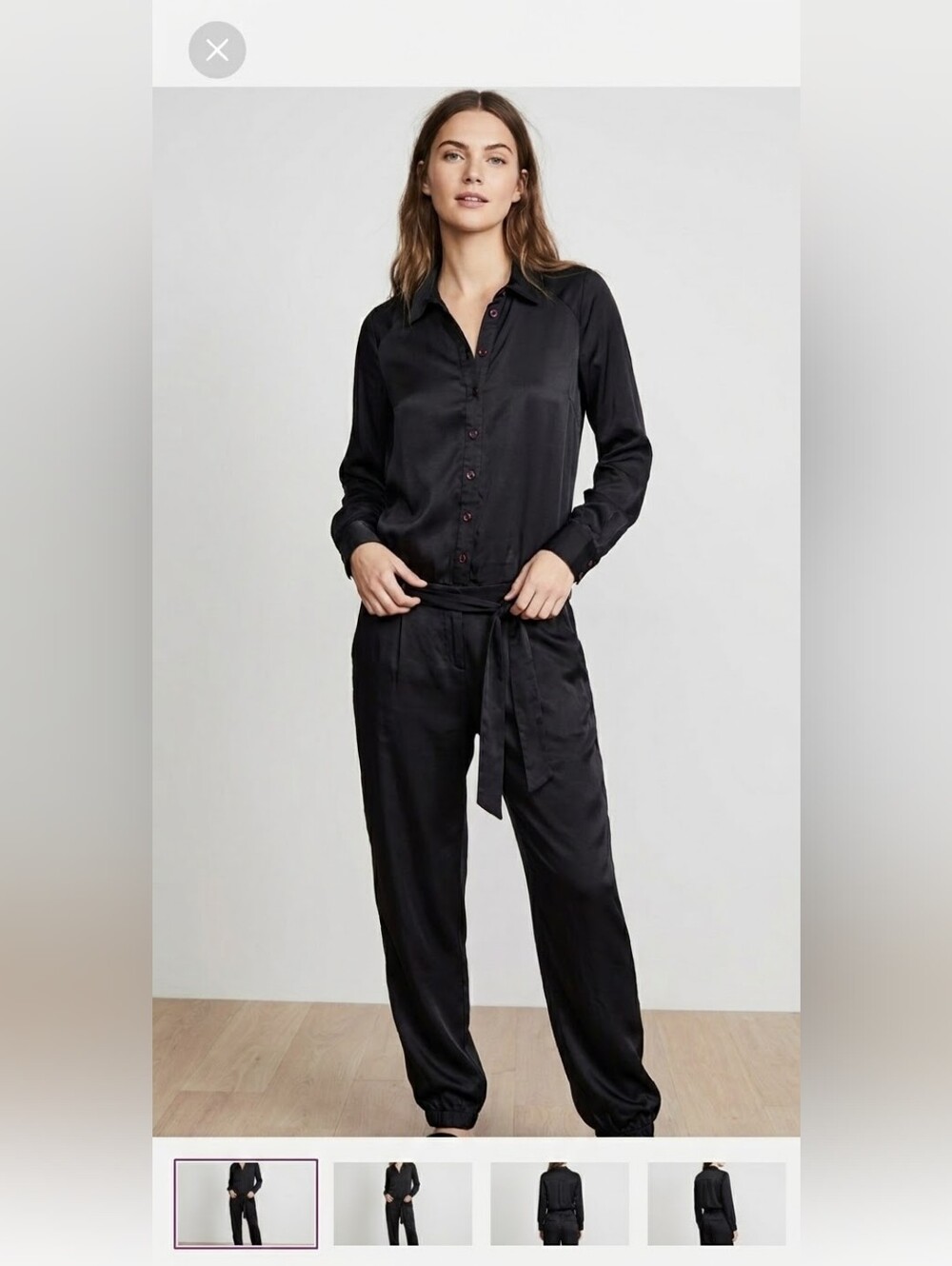 NWOT Silvian heach satin black jumpsuit XS